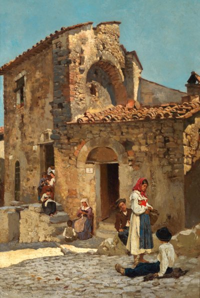 Italian Street Scene by Michele Cammarano
